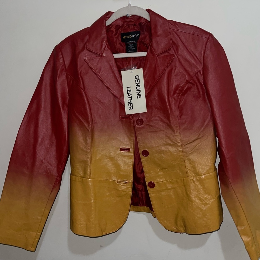 🔥Limited Edition Vintage Rare Metro Two Tone Ombré Leather Jacket